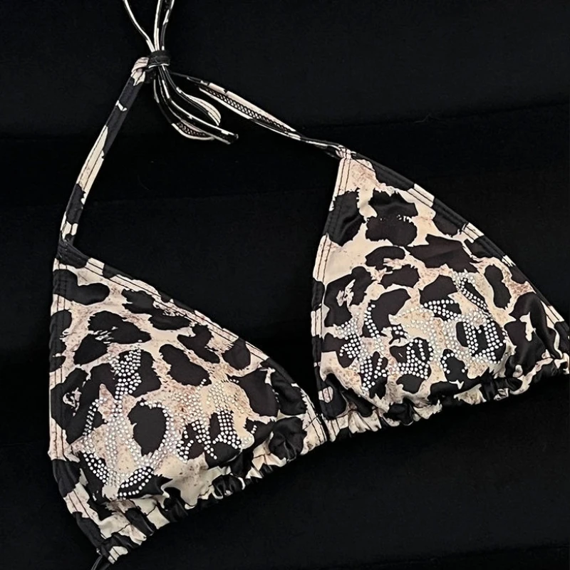 

Millennium style Y2K subculture sexy girls summer leopard print hot diamond bikini American retro trend sexy women bikini emo
