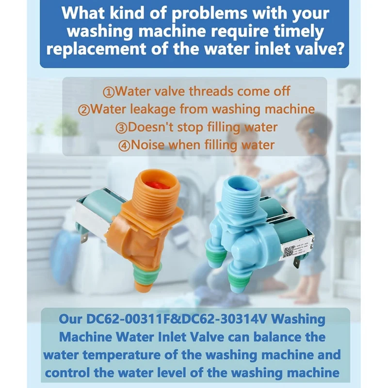วาล์วน้ำเข้าสำหรับเครื่องซักผ้าซัมซุง, DC62-00311F และ DC62-30314V เปลี่ยน AP5966624 EAP11719654 PS11719654