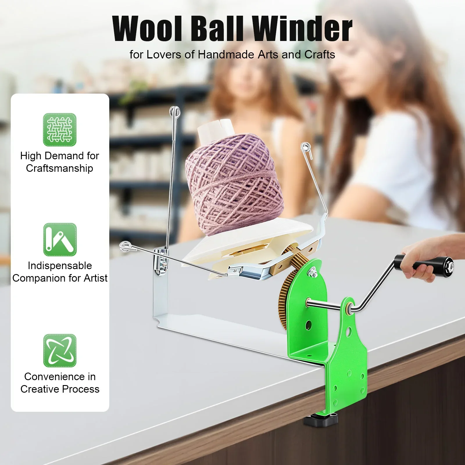 سعة كبيرة الغزل اللفاف 10-16 أوقية اليد تعمل الغزل Baller غزل معدني/الألياف/كرة صوف اللفاف دائم أدوات الكروشيه والاكسسوارات