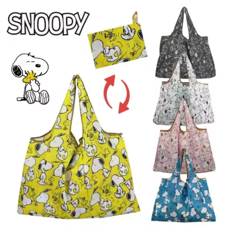 Kawaii Cartoon Snoopy Umweltfreundliche Tasche Niedliche wasserdichte Hand-Einkaufstasche, faltbar, tragbar, One-Shoulder-Stofftasche