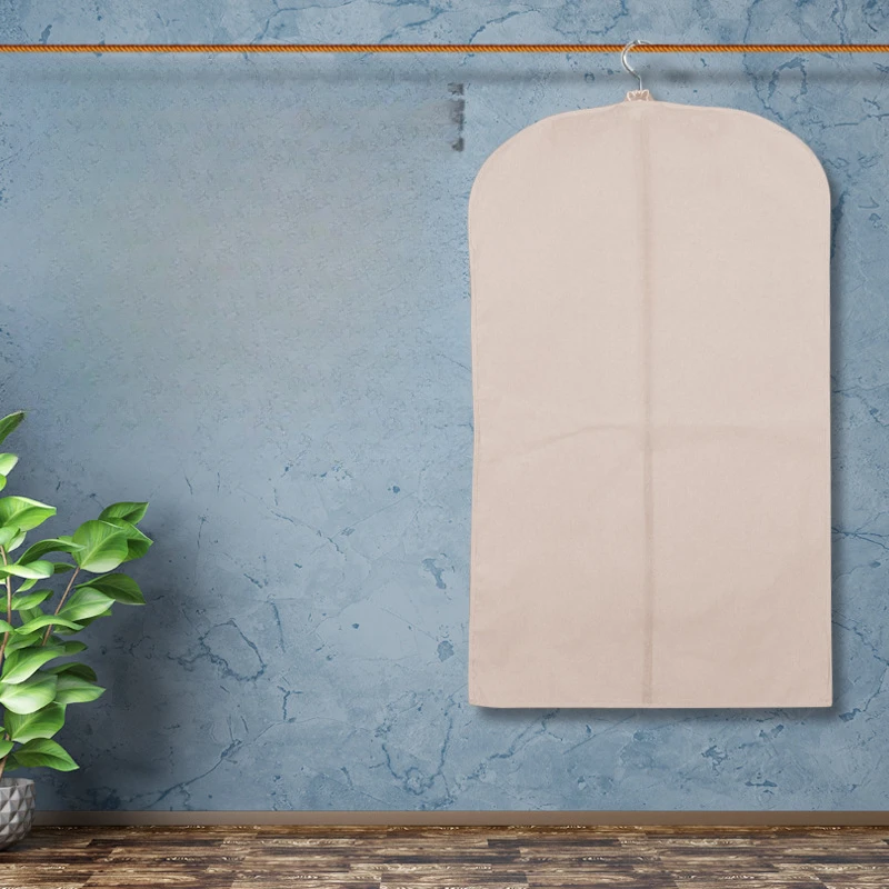 2pcs Cotton Suit Dust Cover Travel Clothes Storage Bag with Hanging Hook Breathable Garment Protector for Suits/Dresses