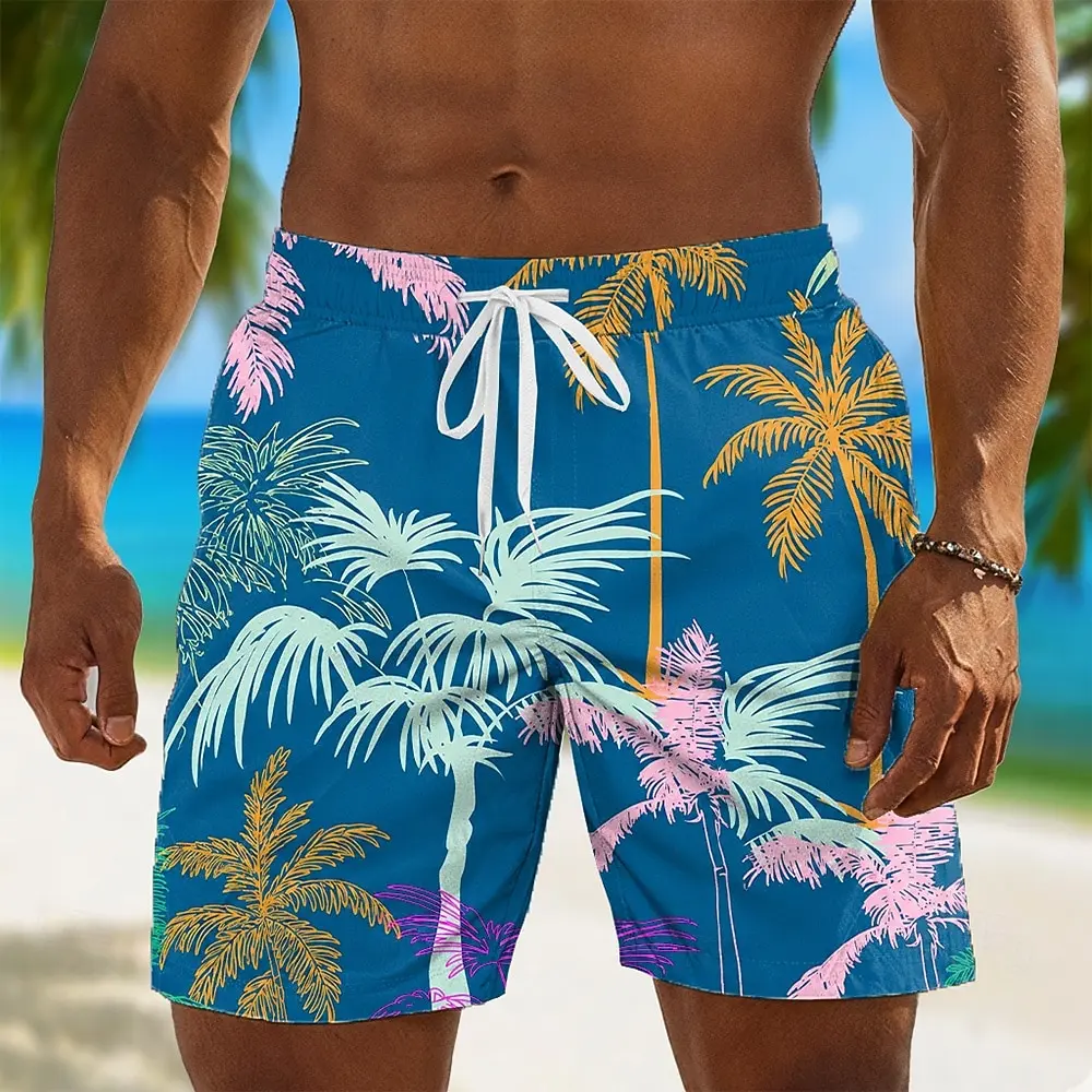 Men's Coconut Tree Tropical Plants Shorts Board Shorts Mid Waist Hawaiian Daily Beach Vacation Wear
