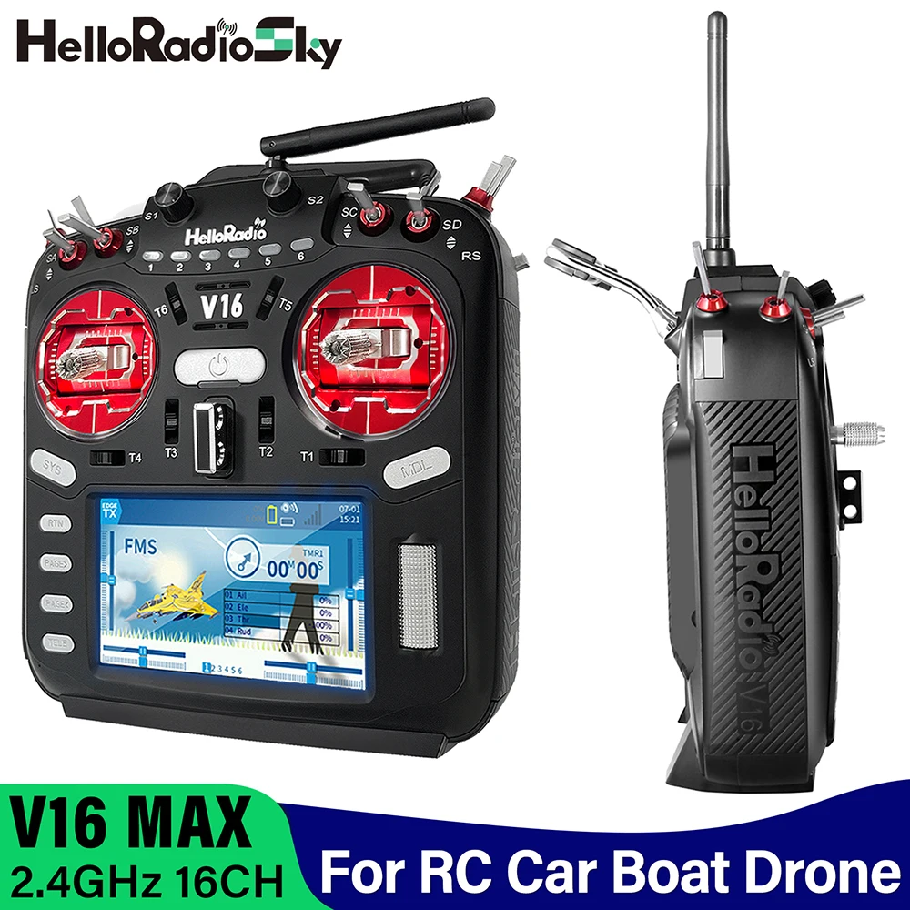 HelloRadiosky V16 MAX Remote Control 2.4GHZ 16CH 4.3In Display EDGTX Touch Screen Crossover Machine Parts for RC Car Boat Drone