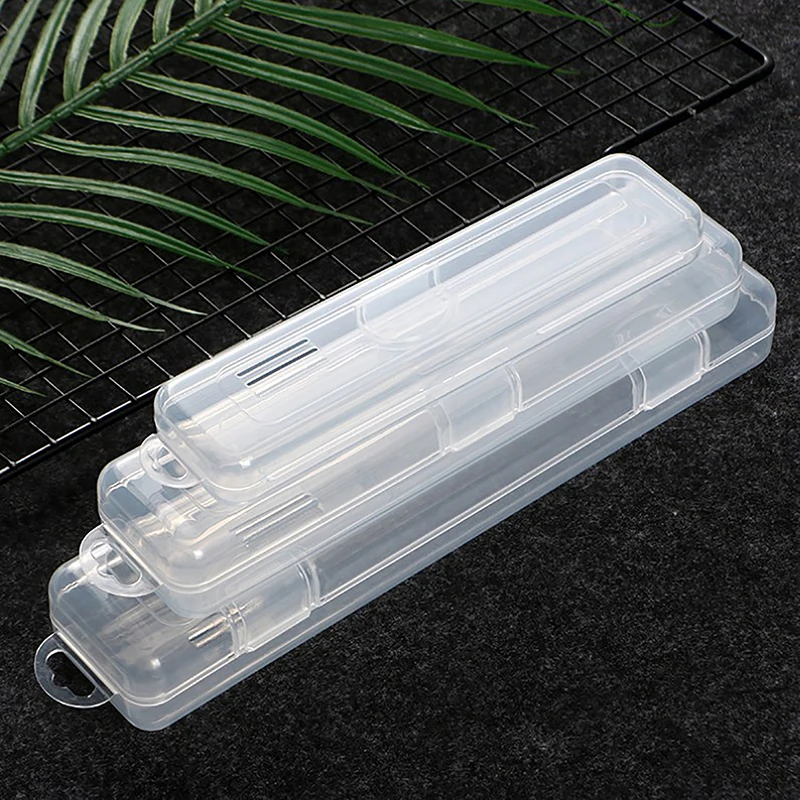 Portable Makeup Brush Organizer Eyebrow Pencil Tableware Chopsticks Transparent With Cover Storage Box Kitchen Accessories