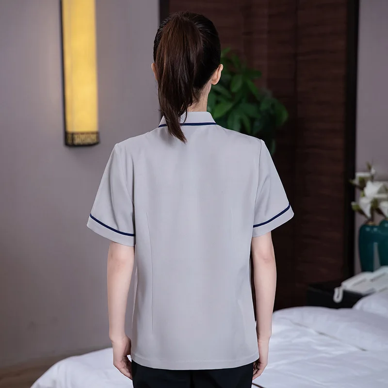 Summer Cleaning Uniforms for Men and Women, Hotel Room Cleaning Staff Short Sleeve, Shopping Mall Property Housekeeping Cleaning