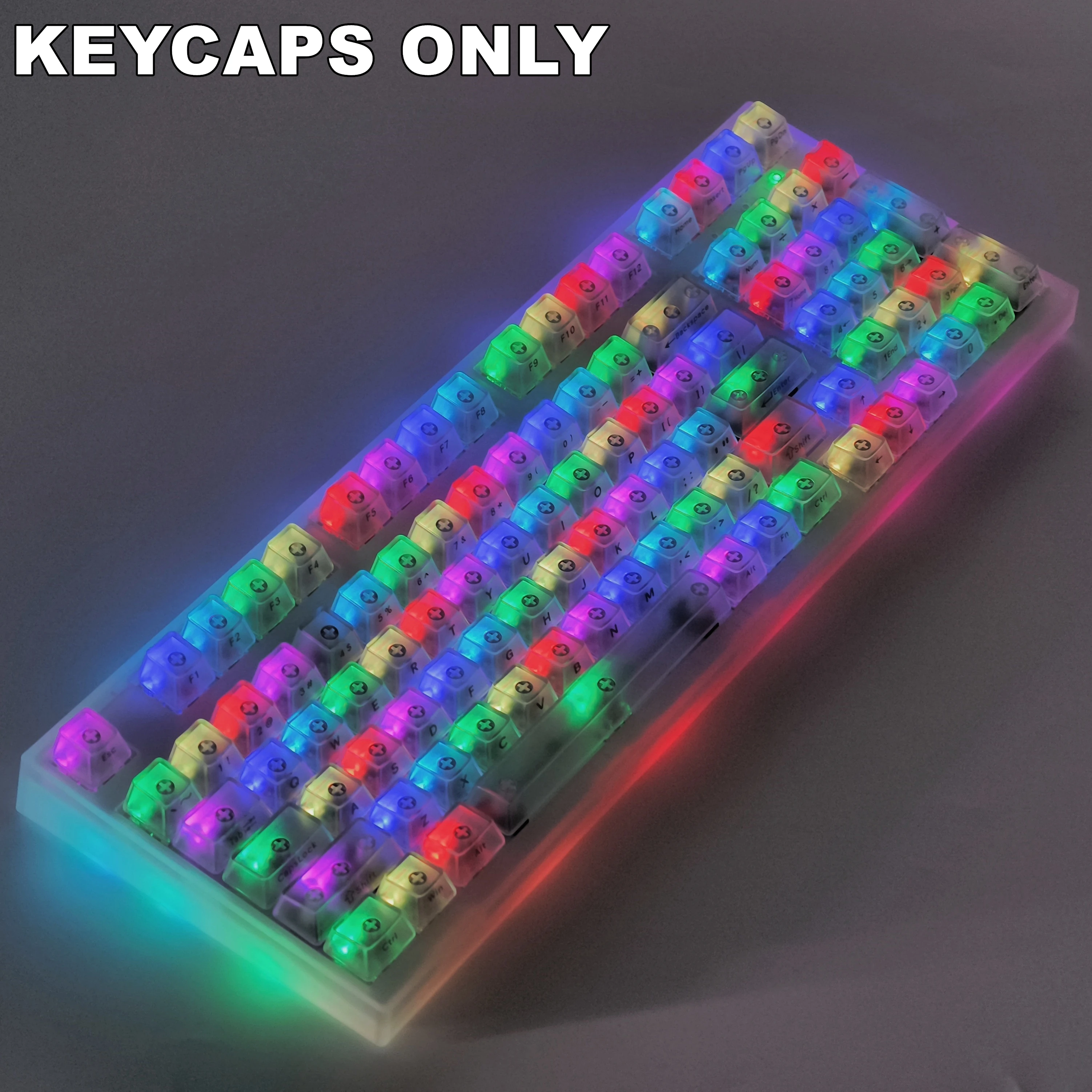 132 Keys Transparent Translucent PC Keycaps Laser Engraving Legends Keycap Set for Mx Cherry Switch Mechanical Keyboard Kit