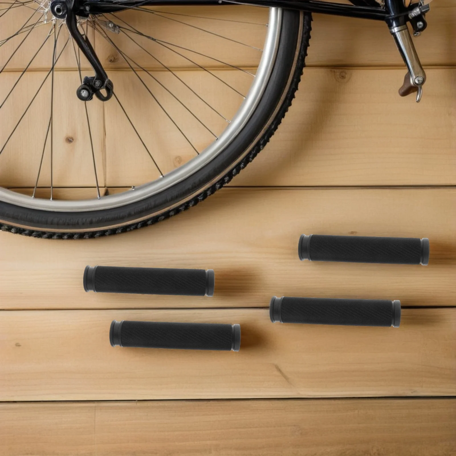 

4pcs Bicycle Handle Grips 130Mm Rubber Mountain Bike Grip Ergonomic Non-Slip Texture For Long Rides Durable Cycling Handlebar
