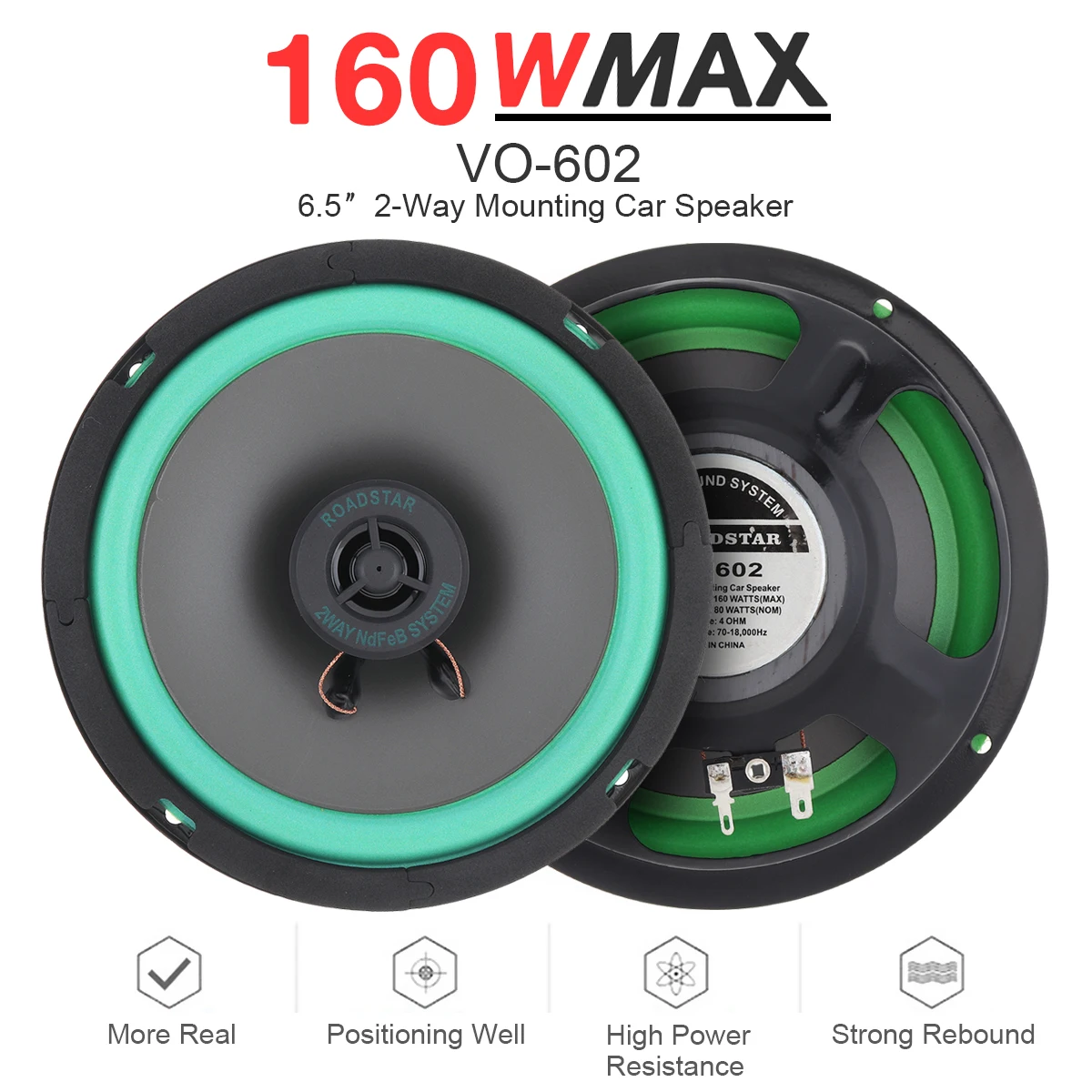 Altifalantes de áudio do carro para alto-falante automotivo, freqüência de gama completa, HiFi coaxial, 6.5 