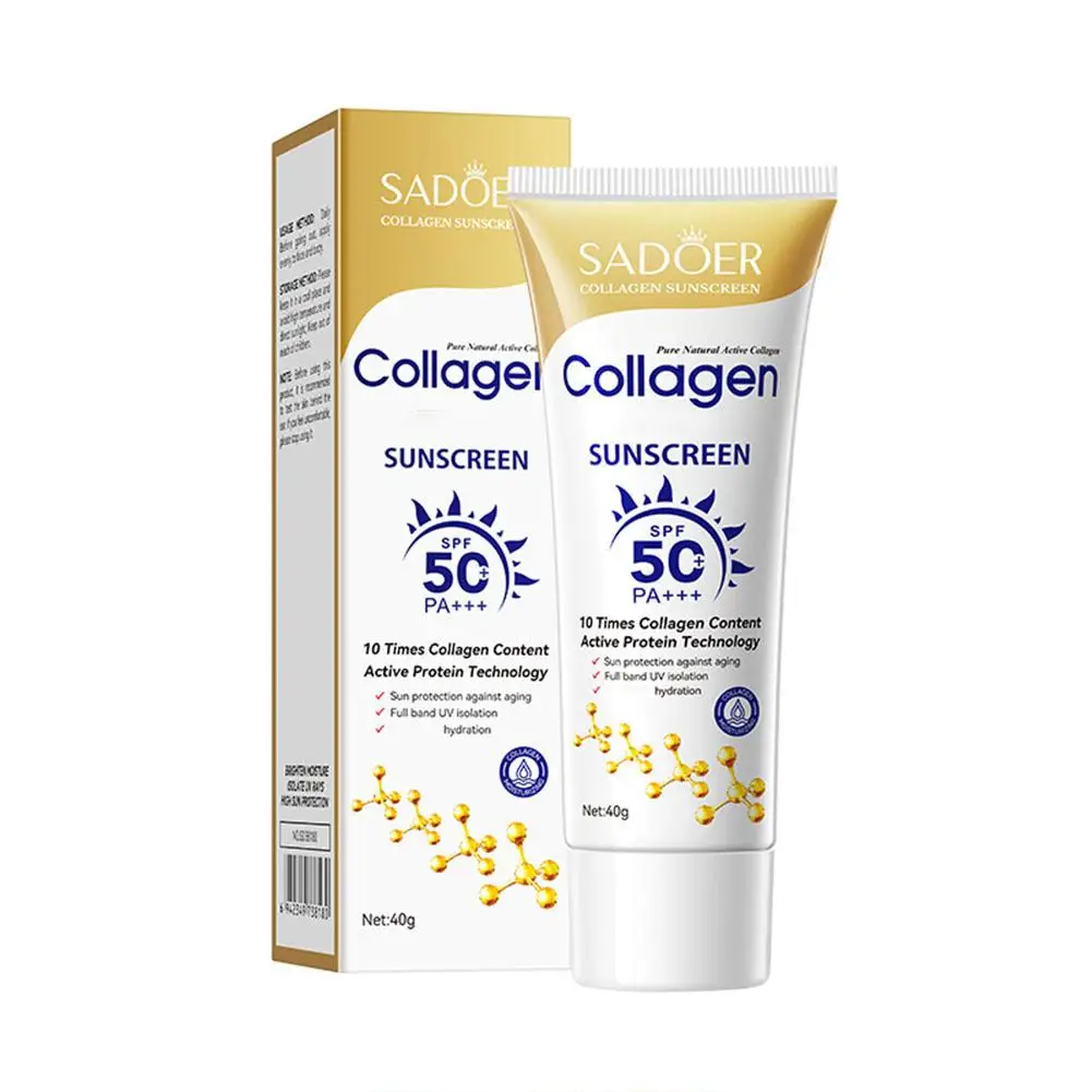 

Коллагеновый солнцезащитный крем SPF50+, антивозрастной и увлажняющий, с защитой от УФ-излучения