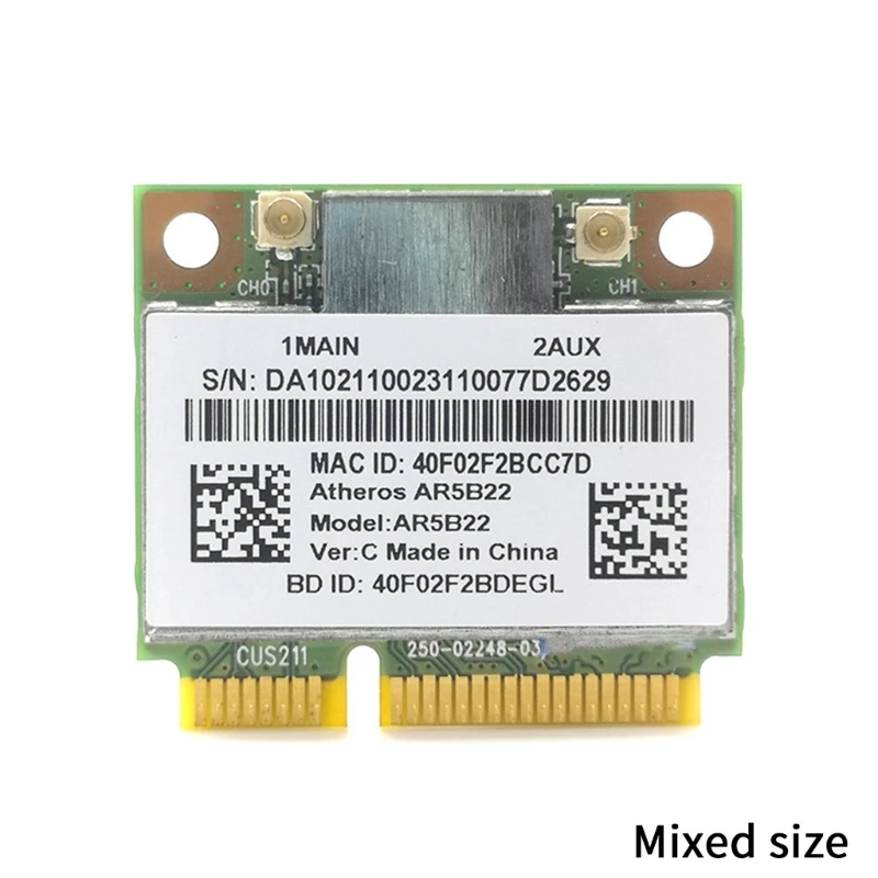 Scheda di rete wireless MINI PCIE AR5B22 BT4.0 2.4/5G a doppia frequenza 300 Mbps 802.11A/B/G/N per Y400 Y500 Y410P S215 U330