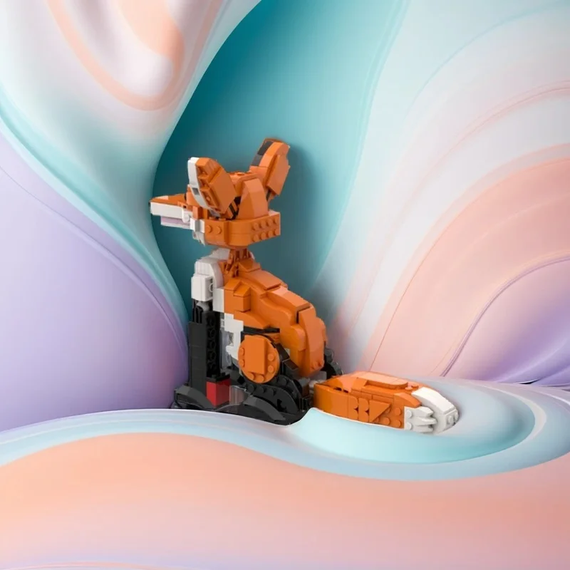 

NEW 538PCS MOC Creative Model Sitting Fox Cub Premium Display Assembly Building Blocks DIY Gift Collectible Decoration Blocks
