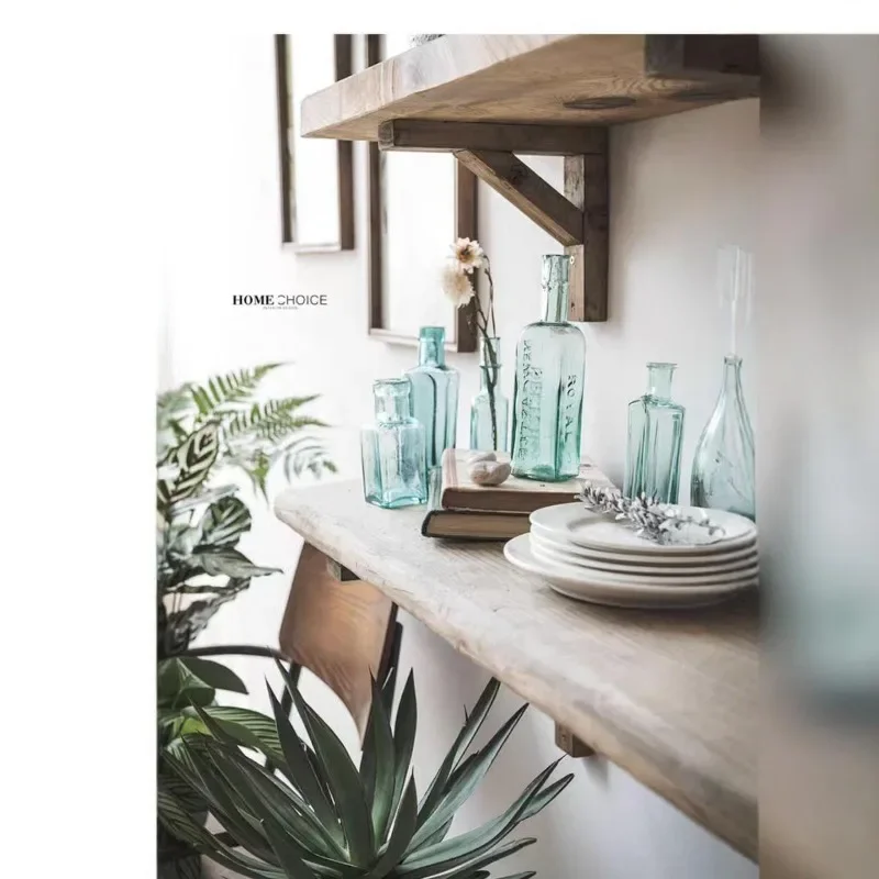 Wall rack baffle solid wood old wooden display frame Nordic style simple wall support