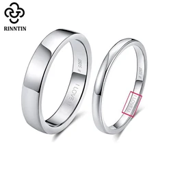 Rinntin-Anillo de Plata de Ley 925 para mujer, sortija redonda pulida, banda de boda Simple, joyería femenina de compromiso, grabado gratis, TSR74