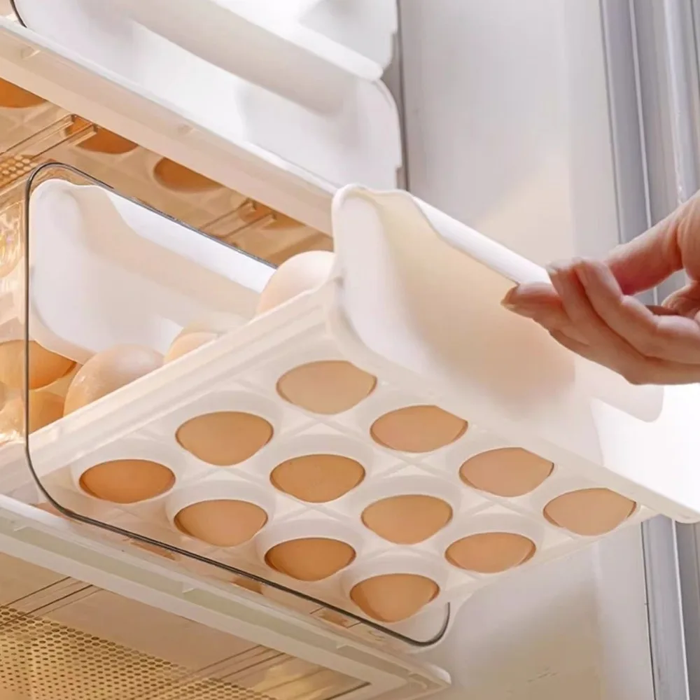 

Двухслойная коробка для хранения яиц, прозрачный пластиковый ящик, коробка для яиц, экономия места, большая вместительная кухонная полка-органайзер