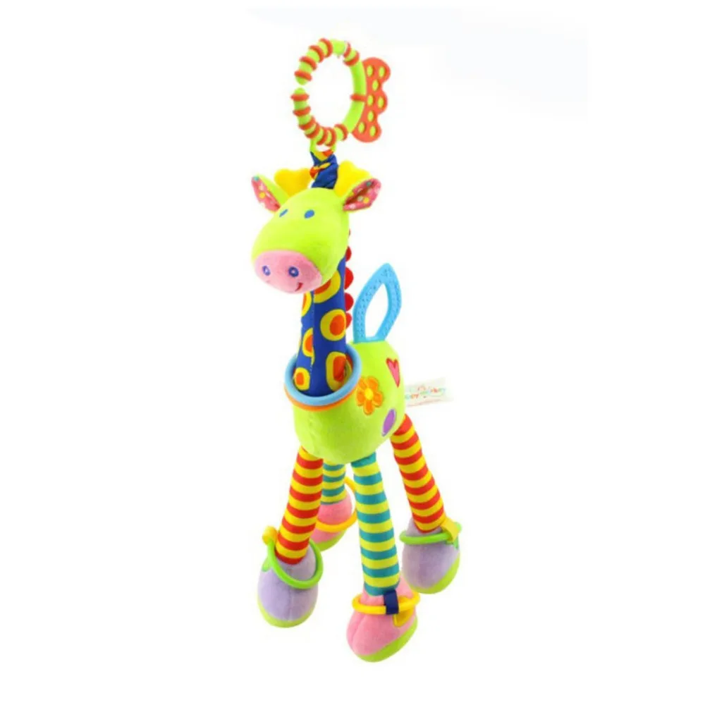 PP القطن الزرافة الحيوان أجراس Plushies دمية التعليم المبكر الوليد الزرافة خشخيشات اللعب مقاومة للاهتراء الكرتون الحيوان