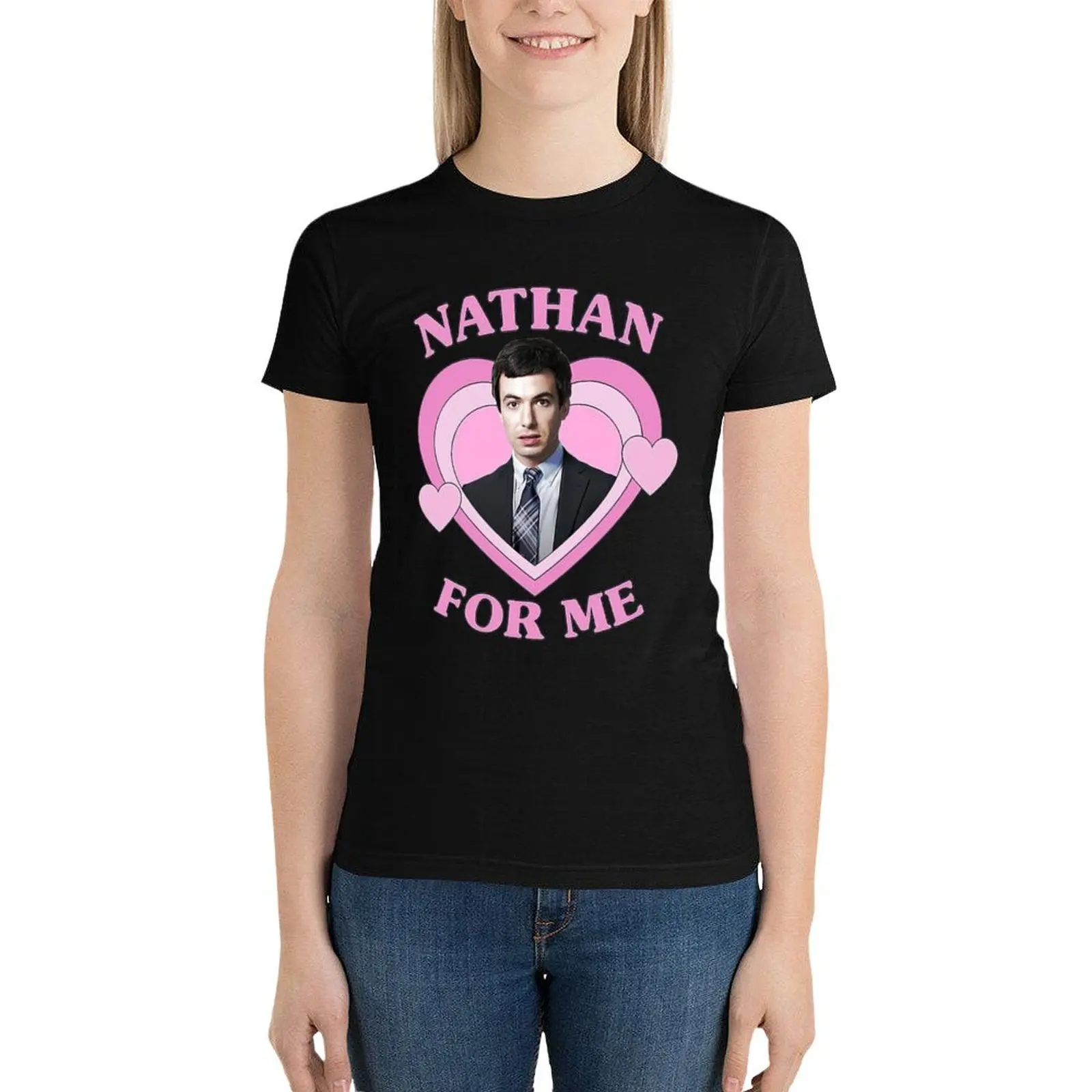 Nathan Fielder For Me Pink Heart T-Shirt shirts graphic tees Short sleeve tee t shirt dress Women