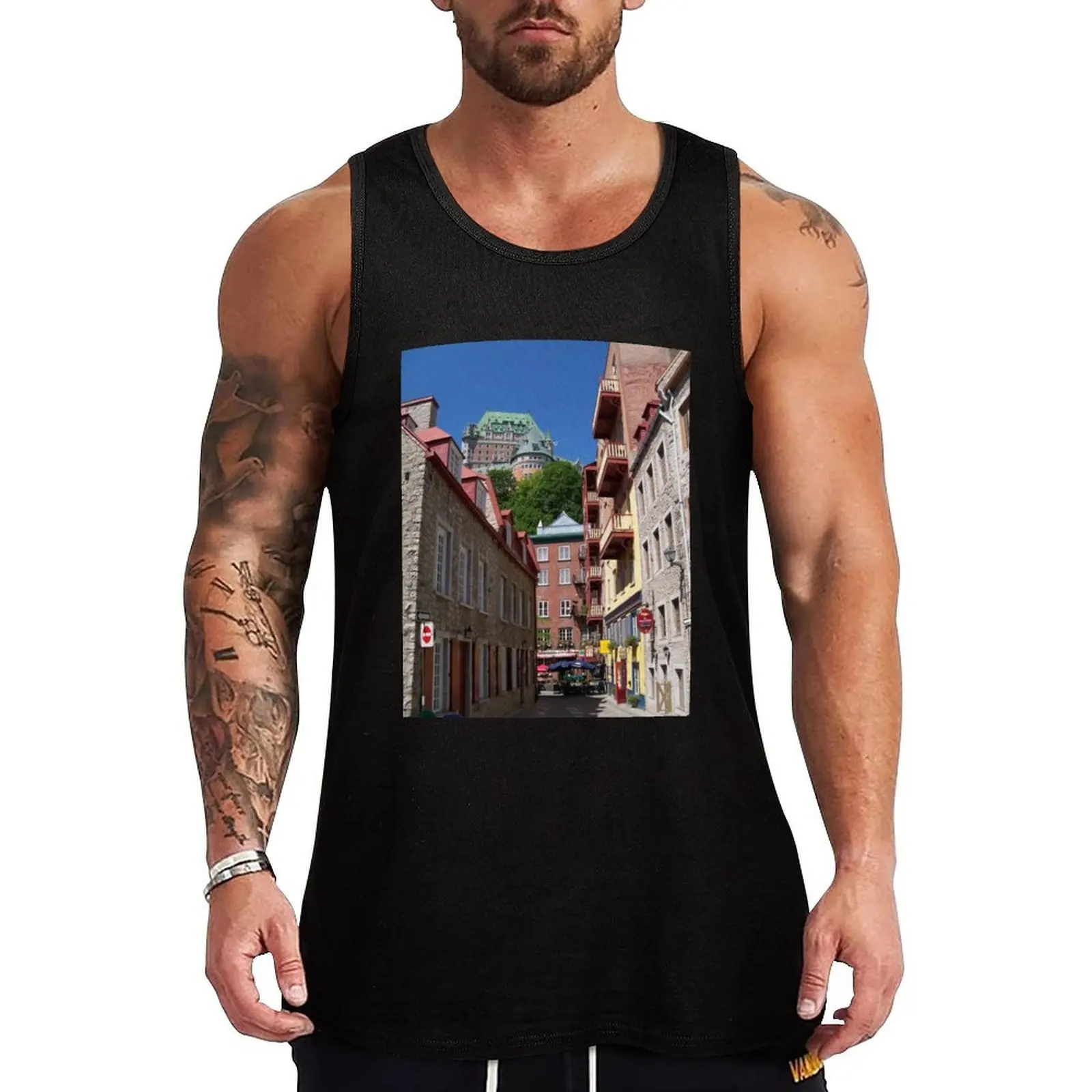 Camiseta sin mangas Fairmont Le Chateau Frontenac, camiseta básica sin mangas, camiseta sin mangas de corte regular y suave
