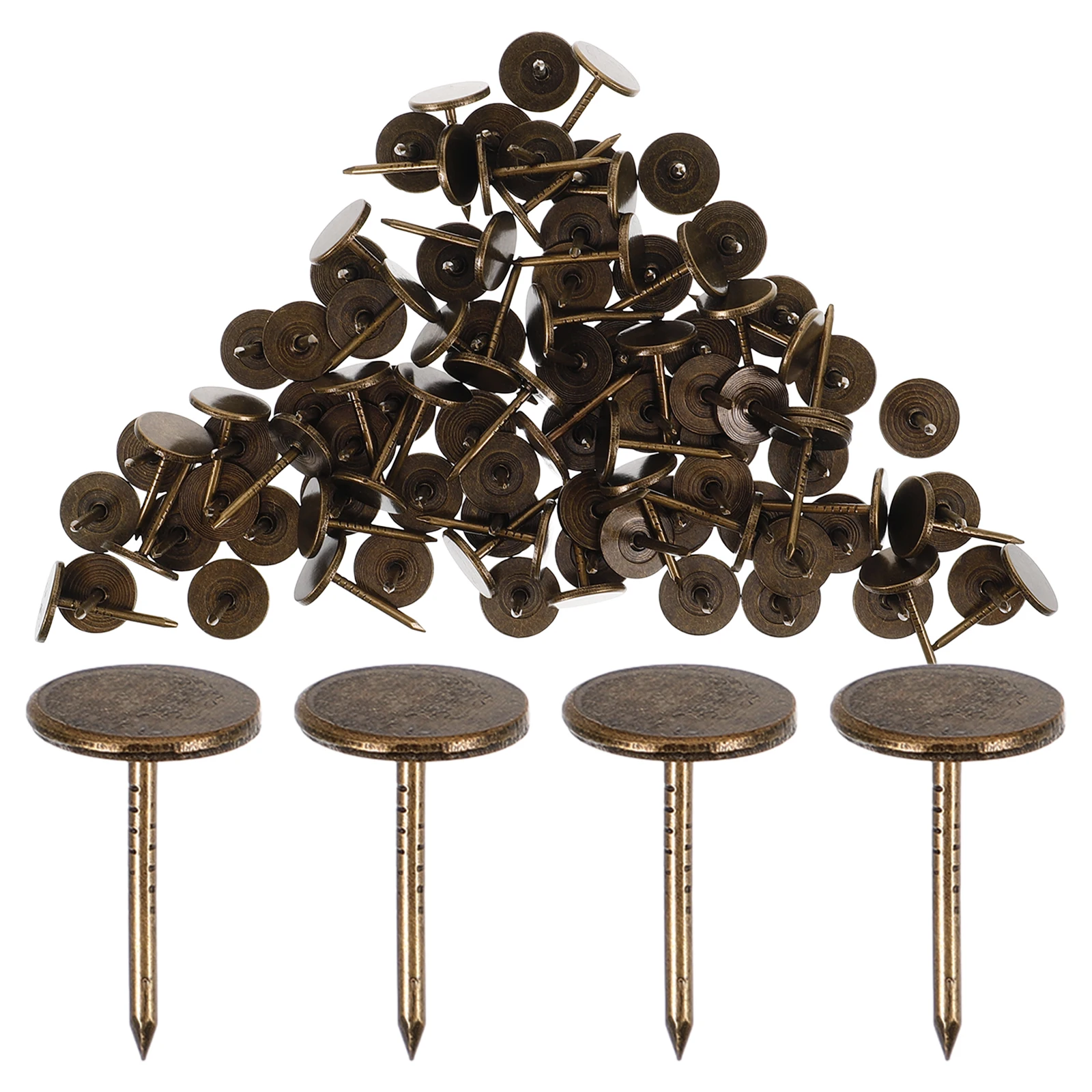 

100pcs Retro Thumbtacks 17mm Flat Head Bronze Vintage Furniture Nails Decorative Tacks for Wood Upholstery Thumb Tacks Party DIY