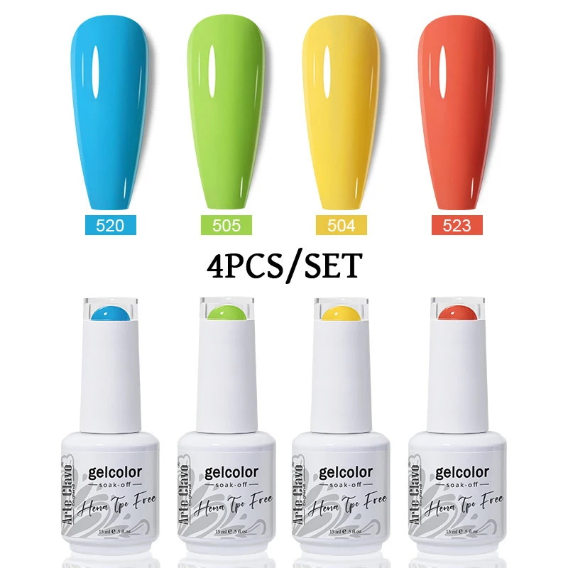 アルテ クラヴォ 15ml ネイルジェルポリッシュ 4個/セット セミパーマネント UVジェル HEMA TPOフリー ソークオフジェルネイルポリッシュ ラキエリー ハイブリッド ヴェルニ