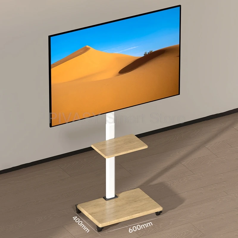 ポータブルテレビスタンドマウントモバイル高さ調節可能な大型テレビホルダー32-75インチ無垢材テレビローリングブラケットリビングルーム用