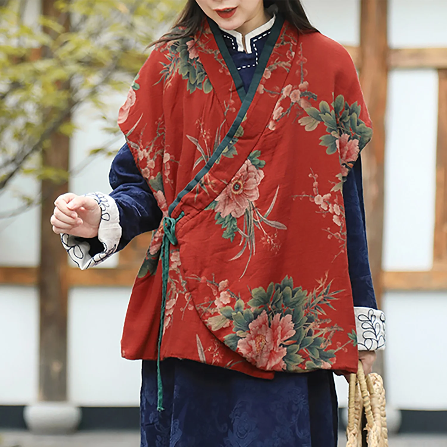 

LZJN женский осенне-зимний жилет из хлопка и льна в китайском стиле с ретро-принтом и художественным и удобным дизайном.