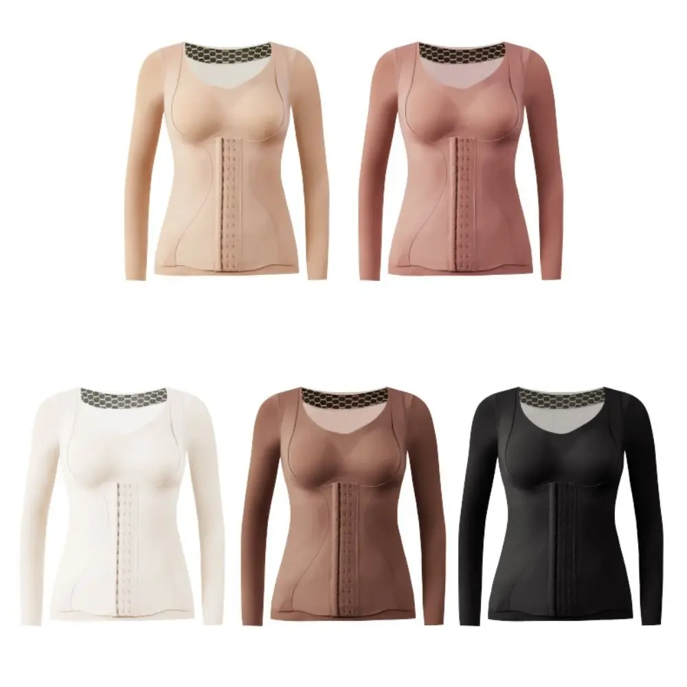 ملابس داخلية حرارية للتخسيس وأكمام طويلة، ملابس داخلية حرارية للبطن، ملابس داخلية نسائية مخملية لتنحيف الجسم، تحكم في البطن #6