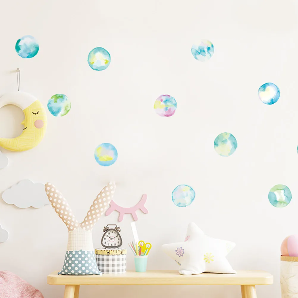 1Sheet Watercolor Bubble Wall Decals Fun Whimsical PVC Stickers for Bedroom Room Bathroom Nursery Ocean Bubble Wall