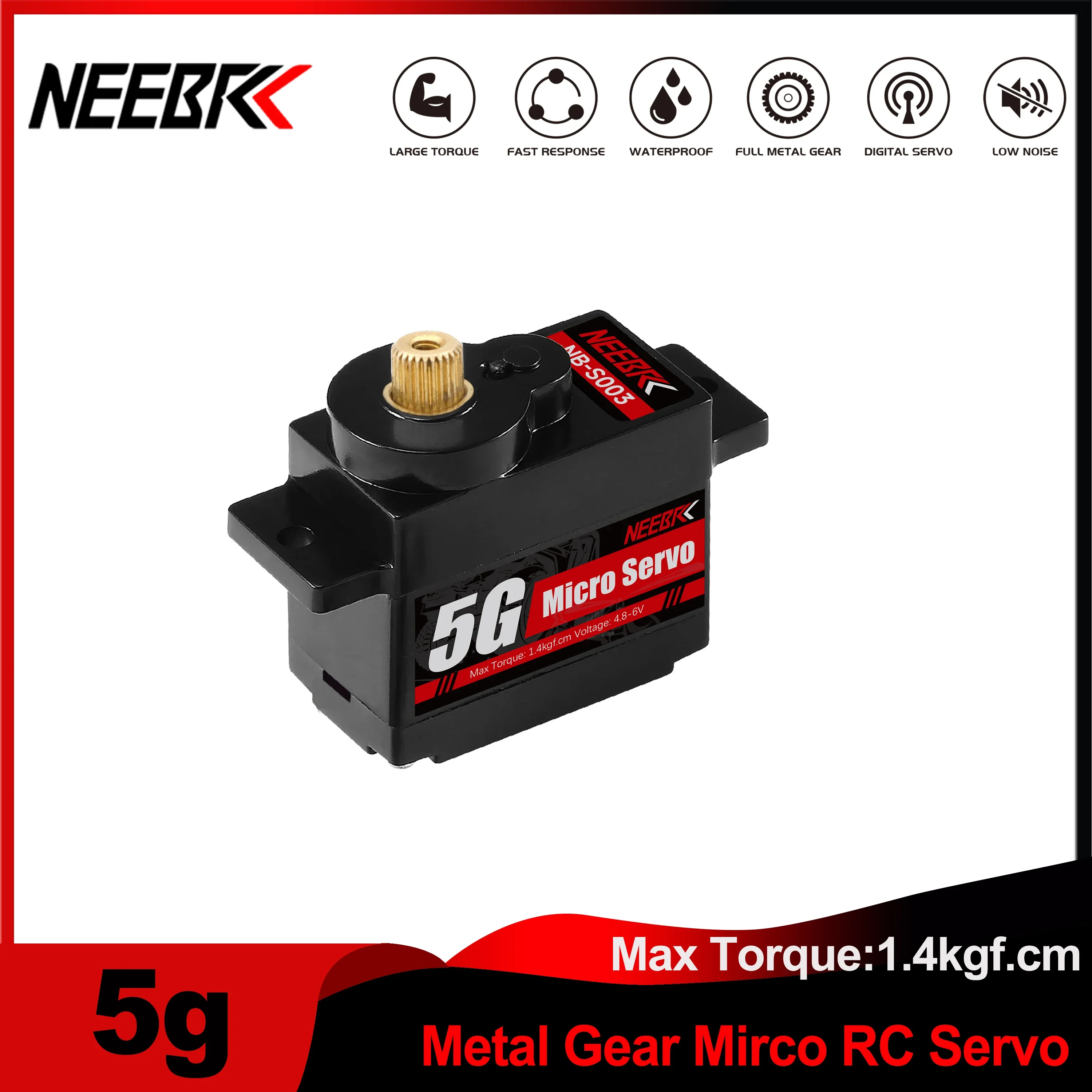 

NEEBRC 5g Metal Gear Digital Micro RC Servo for RC Cars Plane Dron Quadcopter Fixed-wing Wltoys K969 K989 Trx4m Robot Toys Home