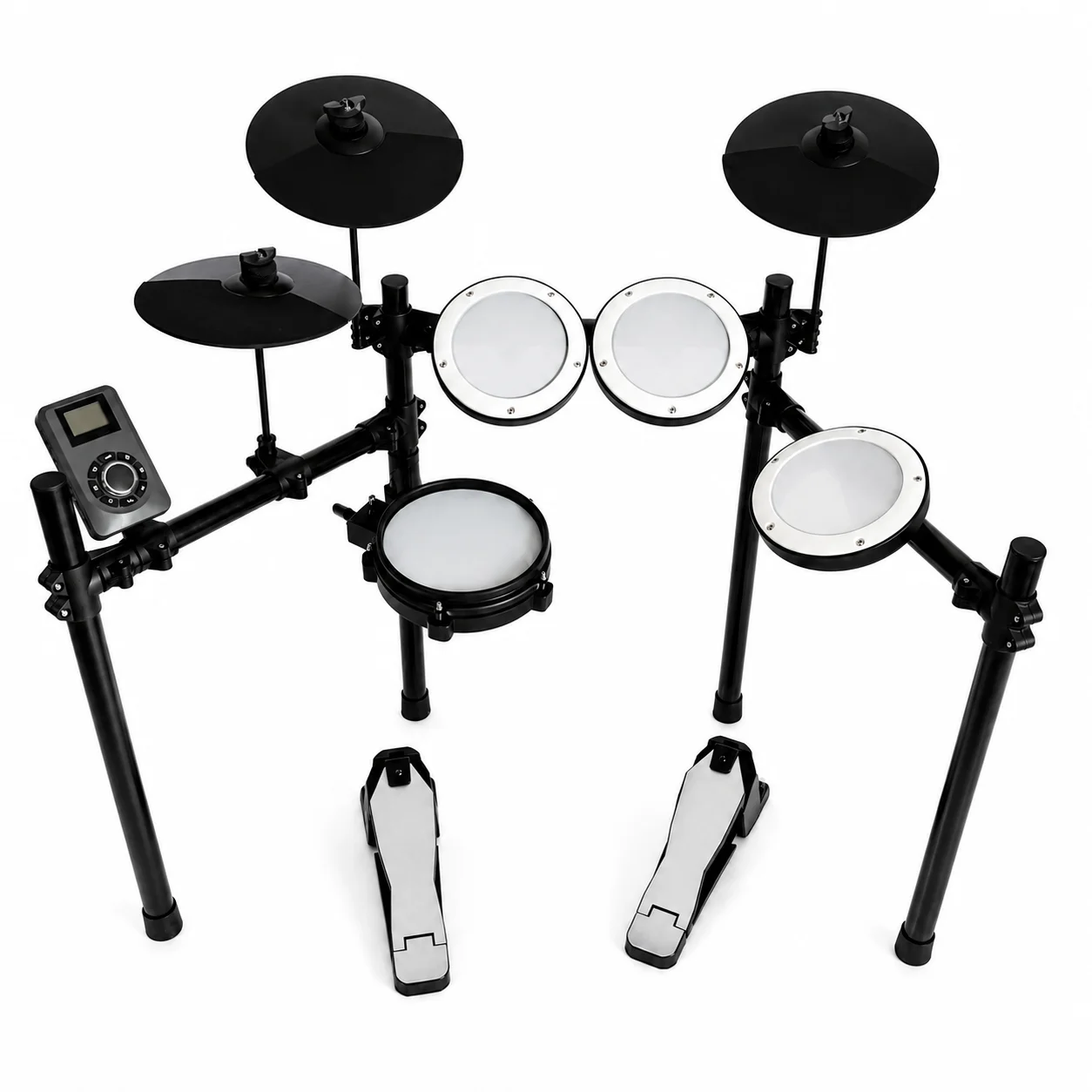 Electric Drum Set Children Beginners Foldable Double Layer Metal Construction Mesh Drum 6inch Tom Pad 30 Demo