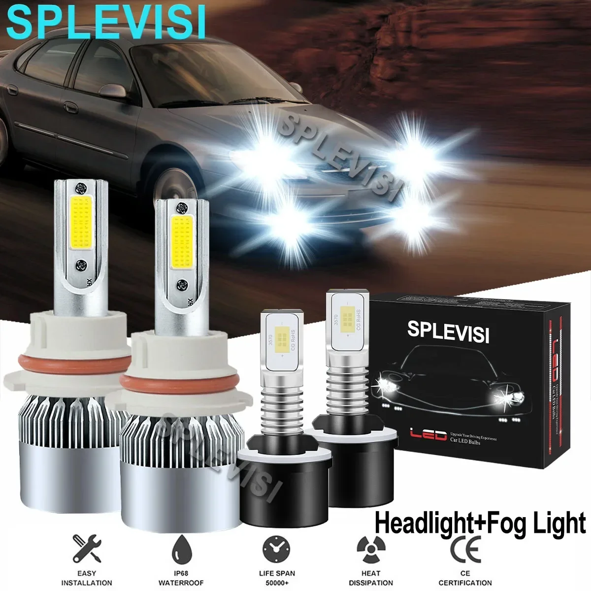 

Car LED Pure White Headlight Fog Light Bulbs 6000K For Ford Taurus 2000 2001-2007 Ford Mustang Gt Svt Cobra 1994 1995 1996-2004