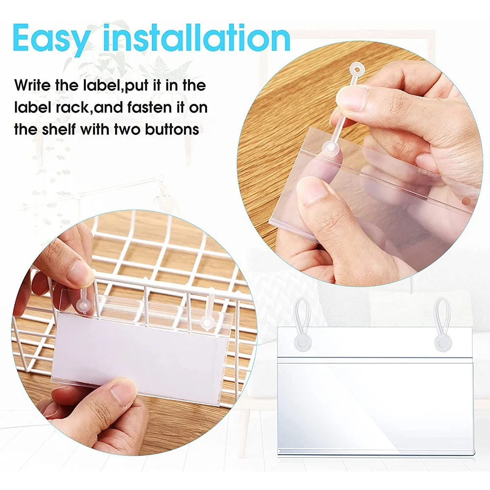 ABKO-حاملات الملصقات البلاستيكية، مشابك شماعات التذاكر مع تصميم زر سهل للإغلاق لبقالة سوق السلة (60)