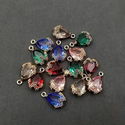 10pcs/bag Water Drop Pendant Crystal Beads Charms Faceted Teardrop Glass Diy Handmade Jewelry Necklace Earrings Accessories