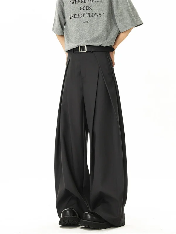 

Мужские свободные брюки прямого кроя оверсайз, удобные повседневные брюки в стиле хип-хоп, модный бренд в гонконгском стиле