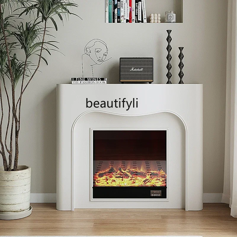 E153 French fireplace decoration black display porch side cabinet atomized against the wall background shelf