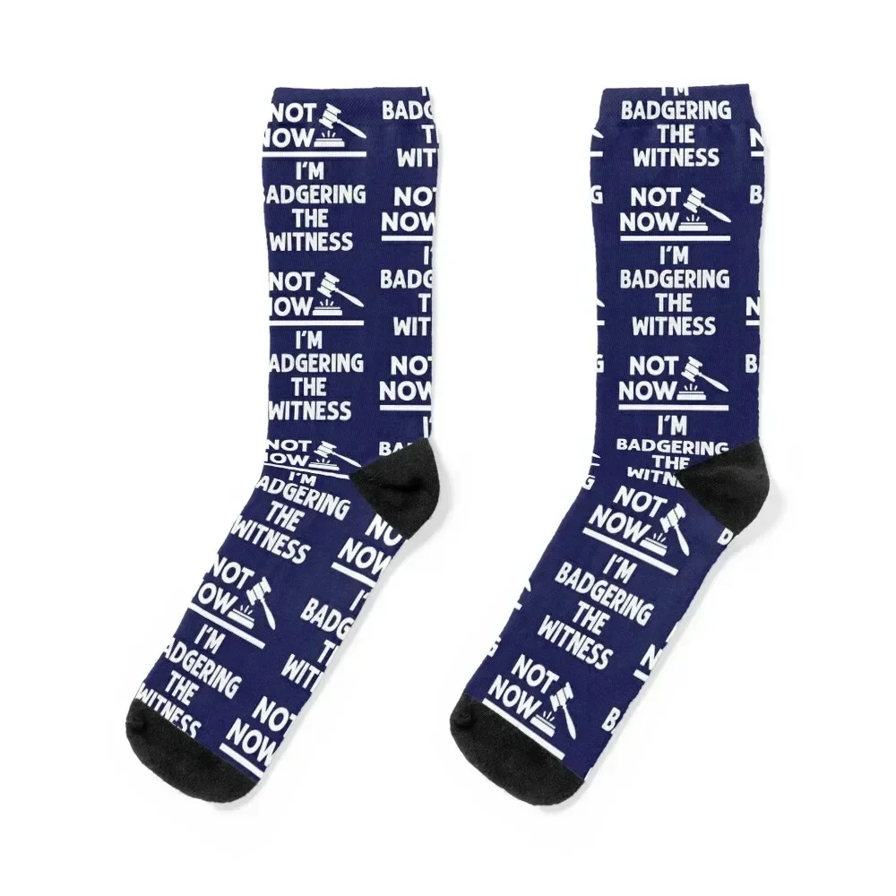 

Not Now I'm Badgering the Witness Funny Mock Trial Socks sports and leisure kawaii fashionable Designer Man Socks Women's