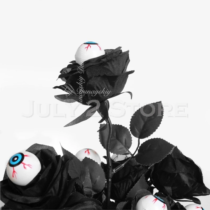 Halloween Costume Adults A Fake Rose Flower Black Single Stem Eyeballs Decoration Multicolor And Iron Wire Spider disguise Women - view 5