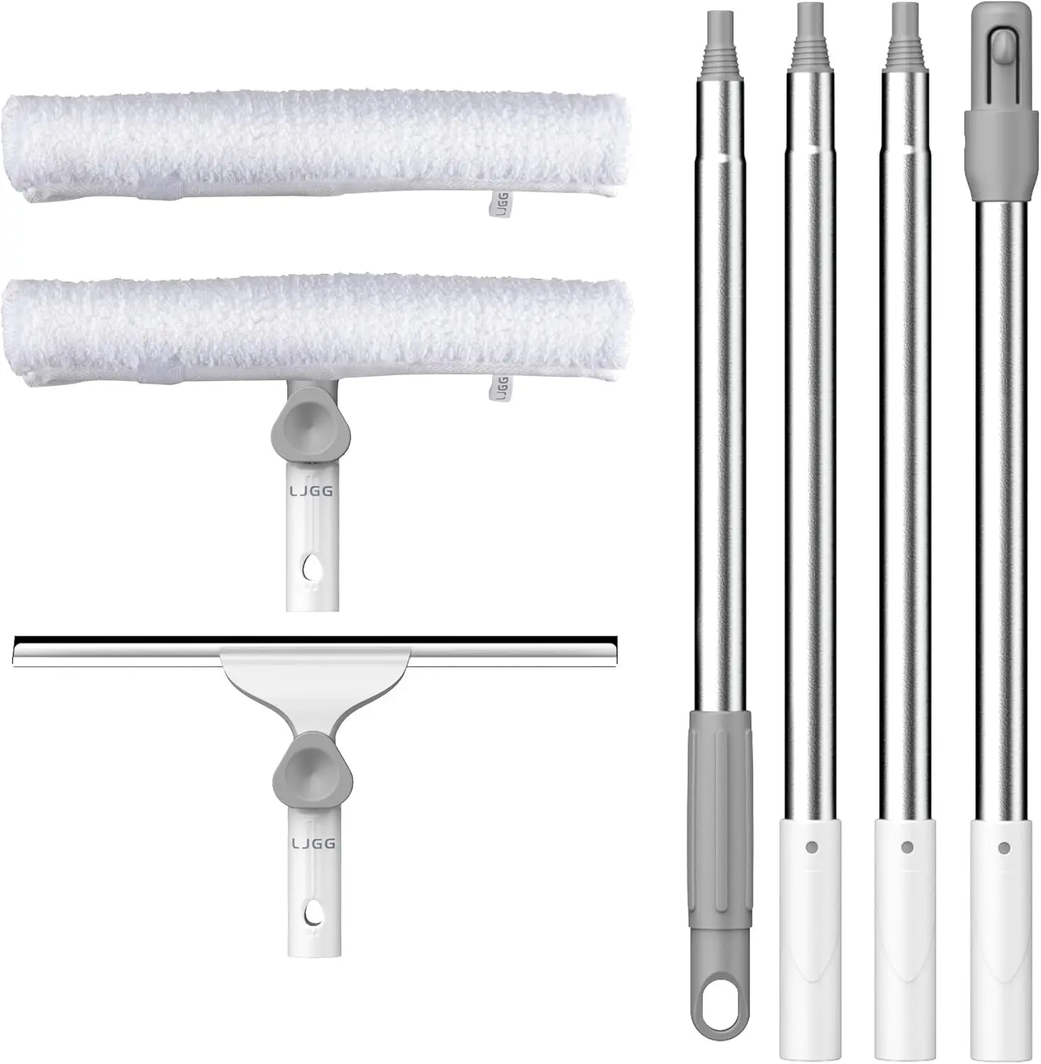 

14" Silicone Blade Window Cleaner Kit with Microfiber Scrubber, 54" Aluminum Handle for Glass Doors, Shower, Mirrors