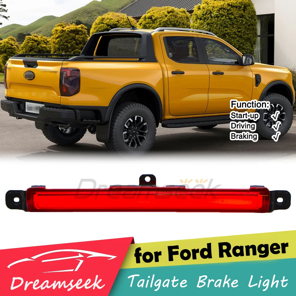 LED Third Brake Light For Ford Ranger P703 / RA 2024+ 3RD Rear Tailgate With Driving Stop Tail Lamp Taillight Red Lens Auto L+R