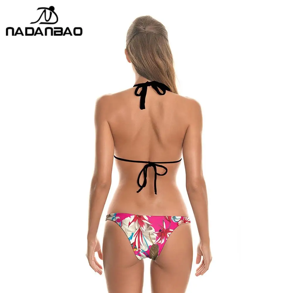 Nadanbao Fashion Beach costume da bagno per donna Sling Floral Print Bikini a due pezzi Set donna Summer Sexy Backless Bikini Swimwear