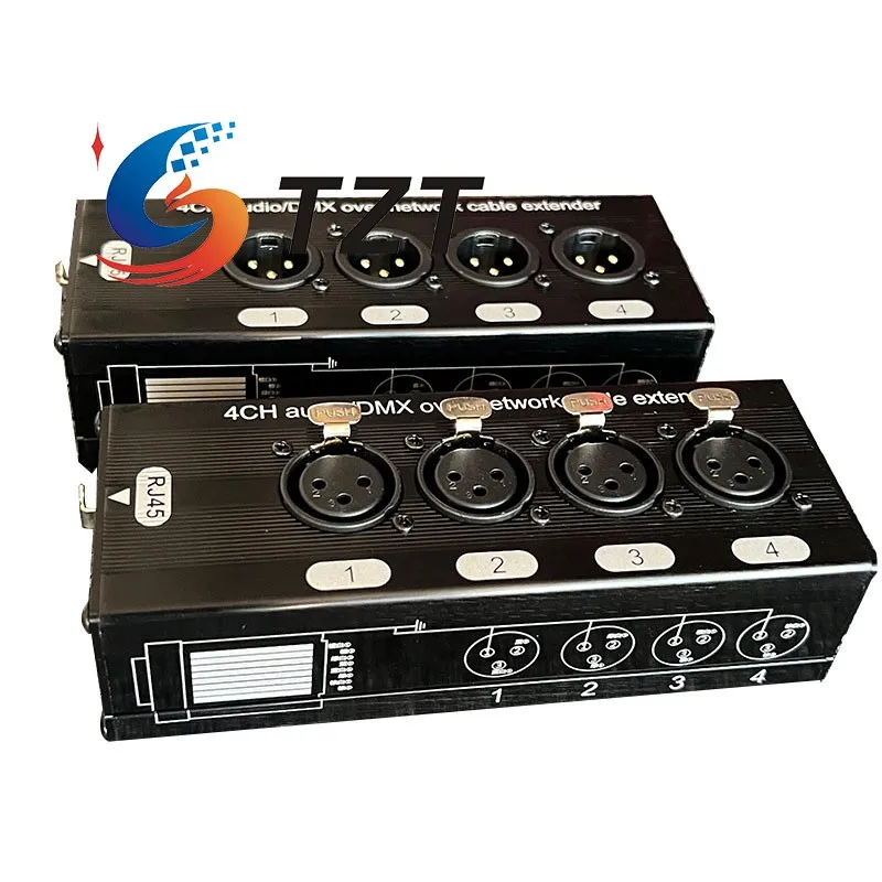Пара TZT 4XLR-F + 4XLR-M удлинитель аудио/DMX через сетевой кабель 4-канальный удлинитель Ethernet-кабеля XLR, совместимый с DMX/AES/