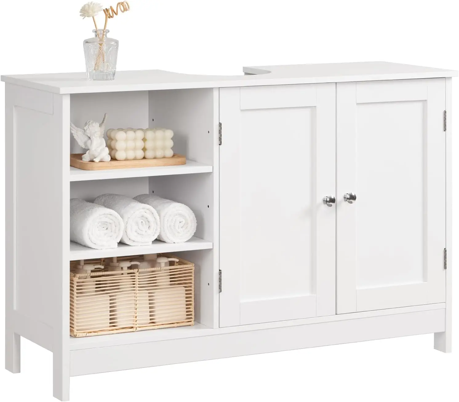 

35 4 Pedestal Sink Storage Cabinet with 2 Doors and Adjustable Shelves Bathroom Sink Cabinet Under Sink Storage with U Shape