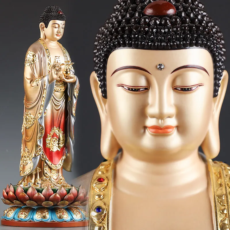 Enamel pure copper Oriental three holy Buddha statues are dedicated to pharmacist Buddha Buddha statues and Bodhisattva deities