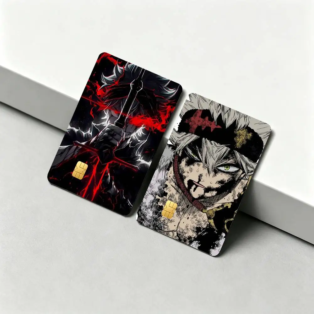 Black Clover A-Asta Anime 1Set 4Pcs Waterproof Card Skin Stickers for Credit Bus IC Cards view 2