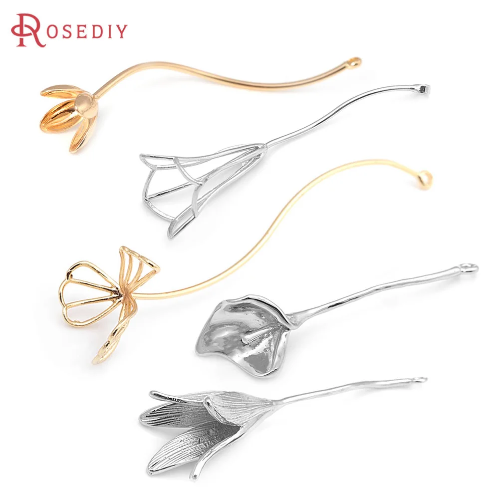 황동 꽃 펜던트 하이 퀄리티 목걸이 귀걸이 액세서리, 18K 골드 컬러, Rosediy 공식 웹 사이트