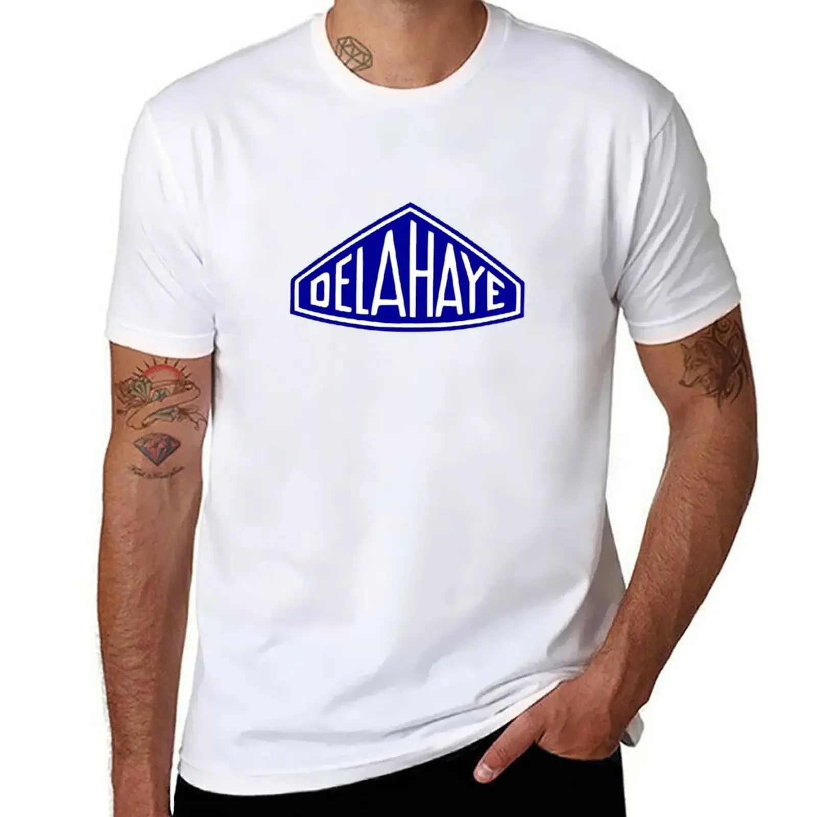 Classic Car Logos Delahaye T-shirt Aesthetic Clothes Plain Short Sleeve Tee Men's T Shirts heavyweight fashion Round Neck 2024