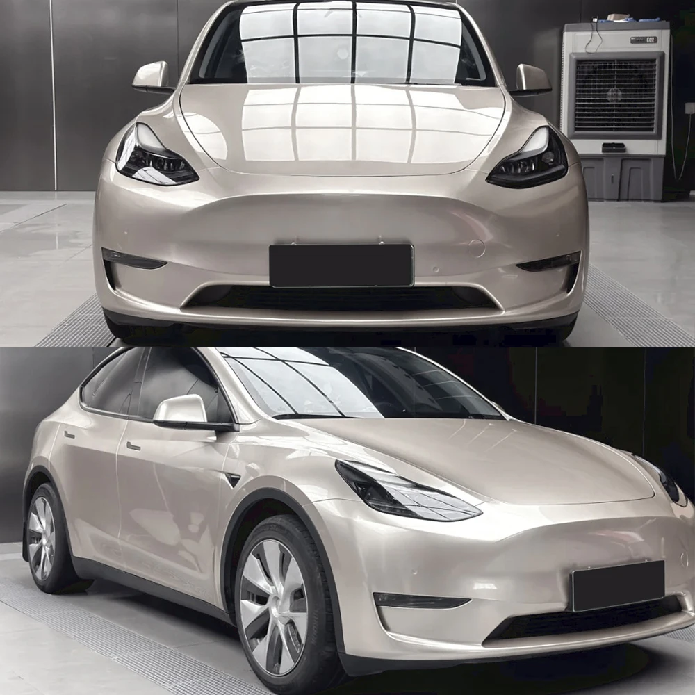 

Ультра яркая ПЭТ светло-бежевая металлическая автомобильная виниловая пленка для упаковки автомобиля наклейка с технологией выпуска воздуха аксессуары для украшения автомобиля