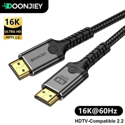 16K HDMI-Compatible Cable Ultra High Speed HDMI2.2 Male-Male Braided HDR Digital Video Cable For PS5 HDTV Blu-ray Xiaomi Mi Box