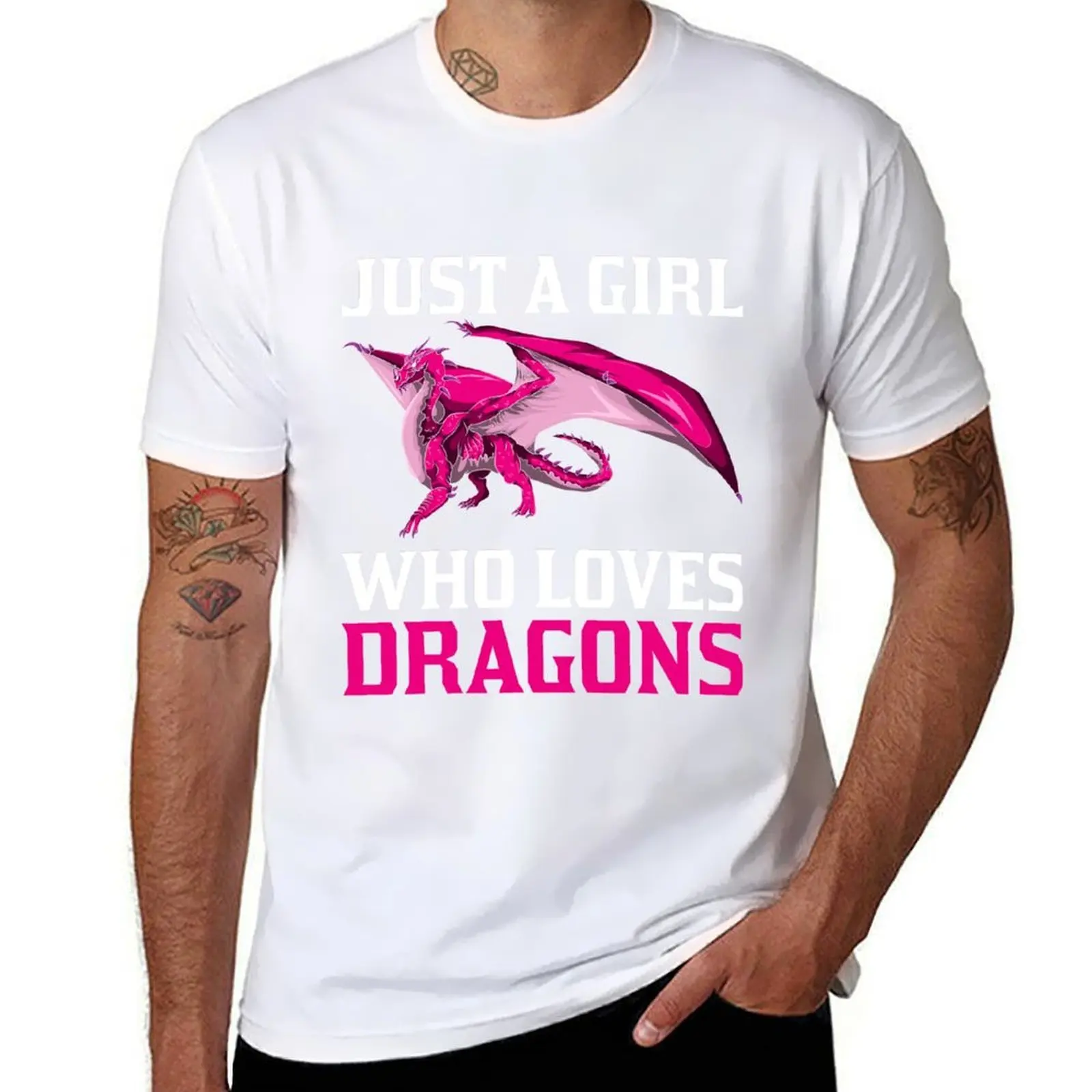 Kaus Just A Girl Who Loves Dragons Kaus Pria Kasual Kaus Katun Pria