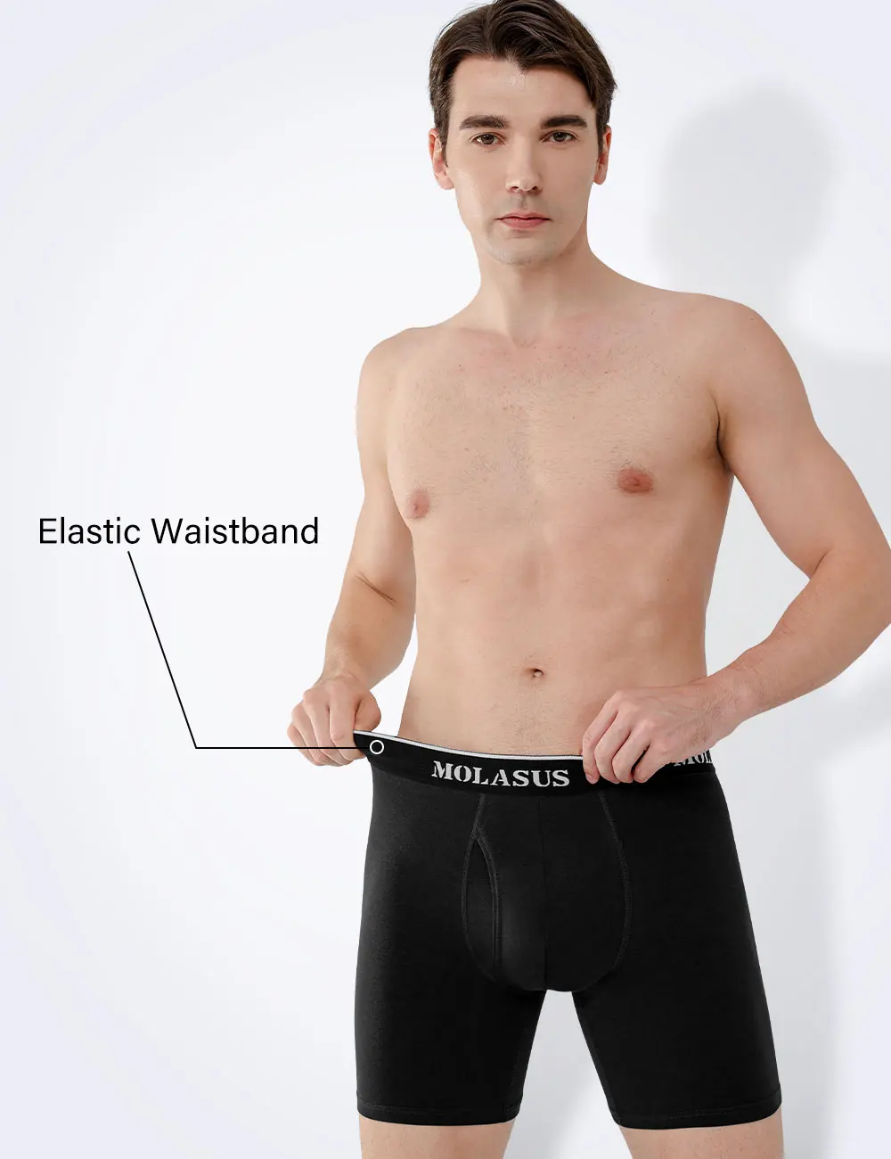 Molasus 5pcs Men’s Cotton Boxer Shorts Open Fly U Pouch Soft Breathable Male Underwear Tagless Sexy Underpants Elastic Panties