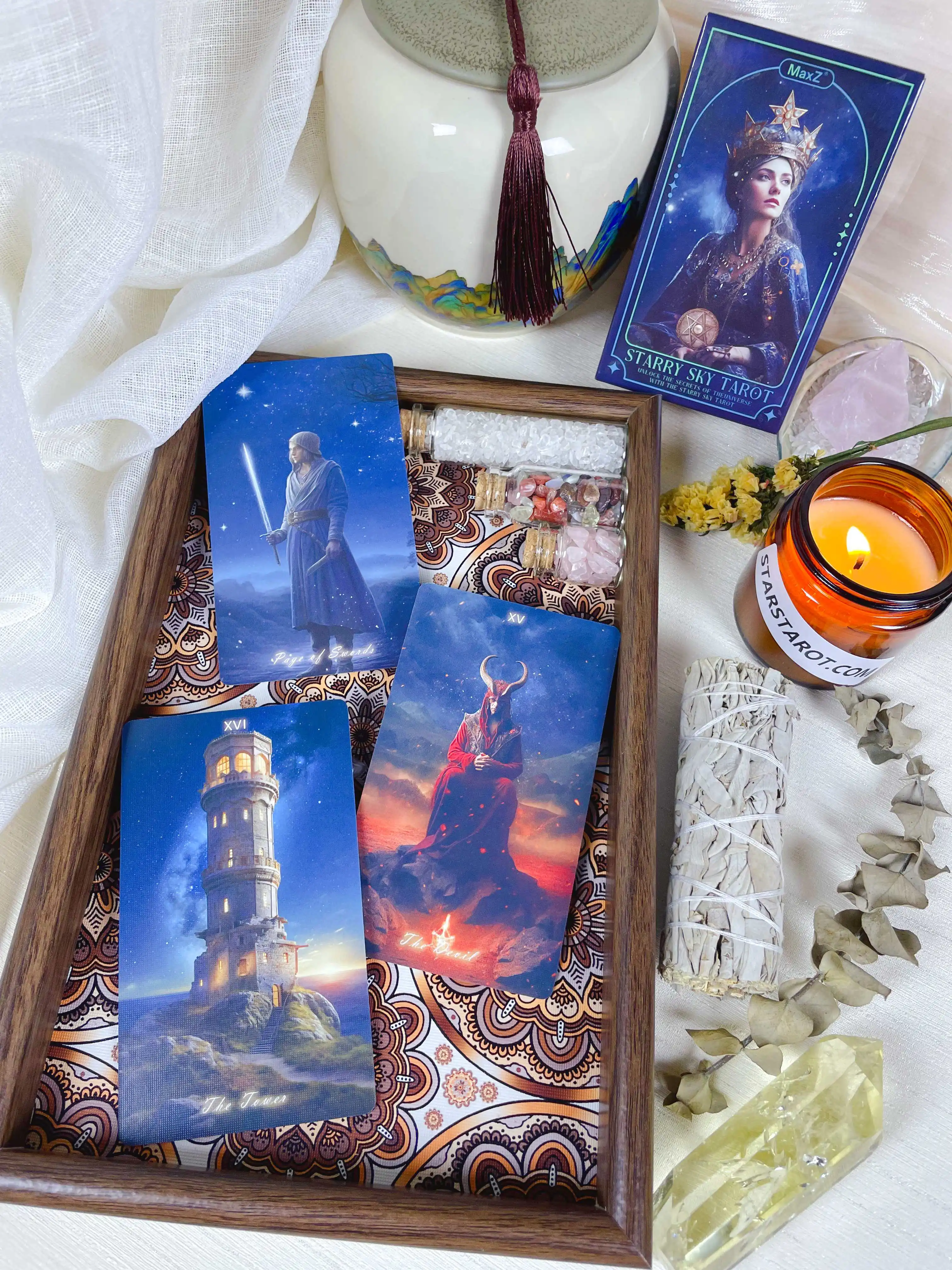 Cartas de Tarot de cielo estrellado profesionales genuinas, baraja de adivinación en inglés, francés, español, ruso, Oracle 78 para principiantes,